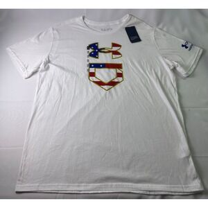 Under Armour White Short Sleeve Tee with Multicolor Logo